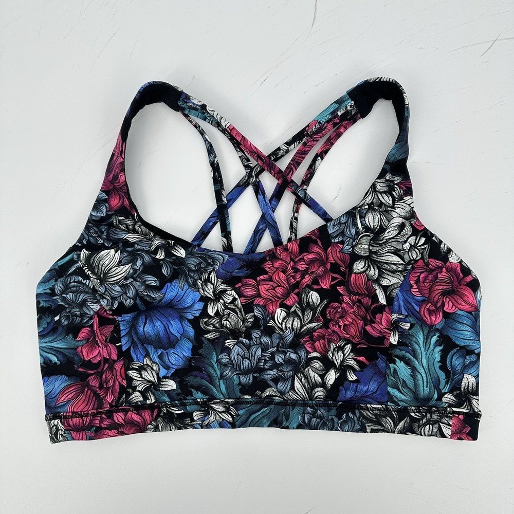 lululemon athletica Floral Strappy Sports Bra in Black, Blue, Pink